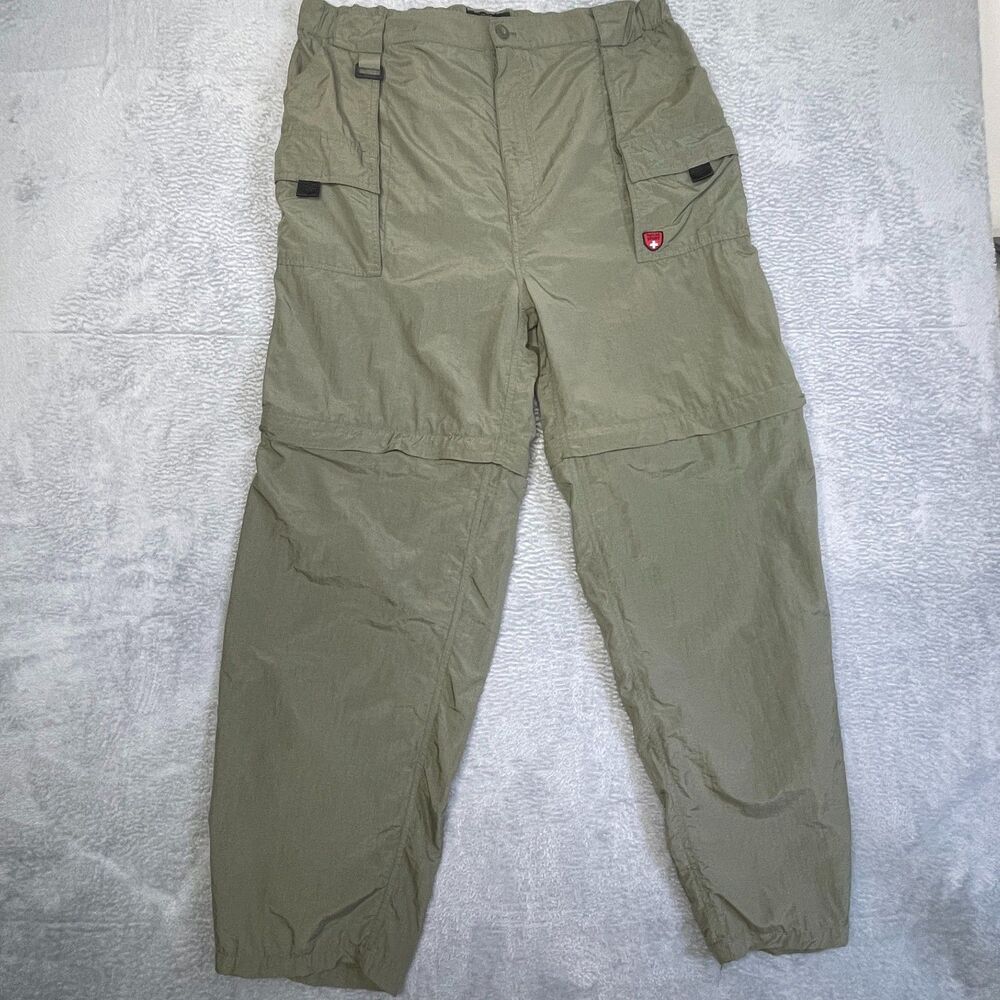 Suisse Sport Convertible Cargo Pants Mens XL Green Nylon Lightweight Hiking Trek